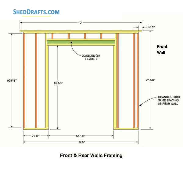 10x12 Gable Garden Shed Plans Blueprints 06 Front Wall Frame