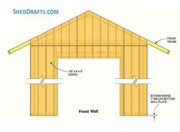 10x12 Gable Garden Shed Plans Blueprints 08 Front Wall Siding