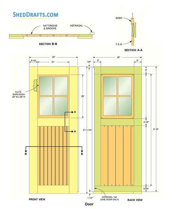 10x12 Gable Garden Shed Plans Blueprints 18 Door