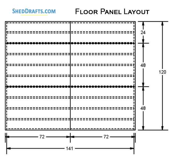 10x12 Gable Garden Storage Shed Plans Blueprints 06 Floor Framing Plan