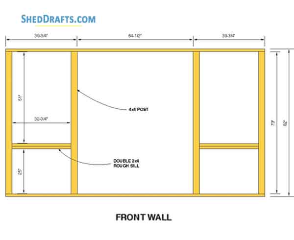 10x12 Gable Storage Shed Plans Blueprints 03 Front Wall Framing