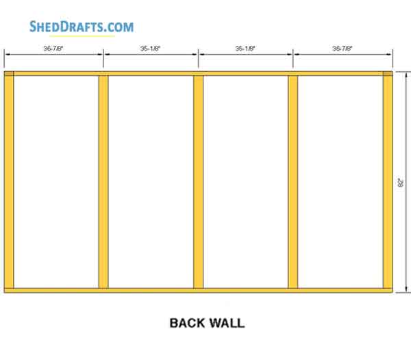 10x12 Gable Storage Shed Plans Blueprints 04 Back Wall Framing