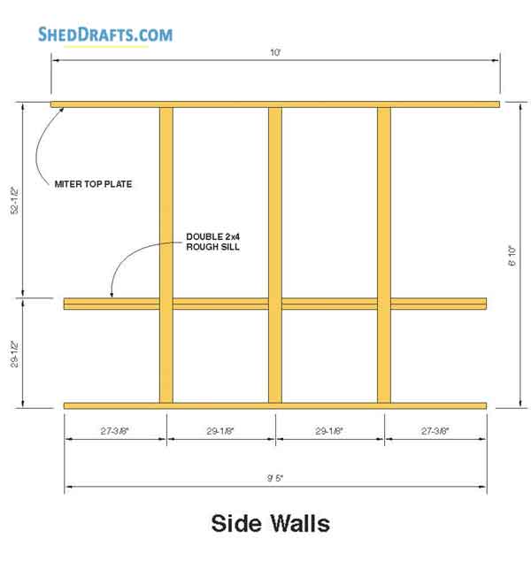 10x12 Gable Storage Shed Plans Blueprints 05 Side Wall Framing