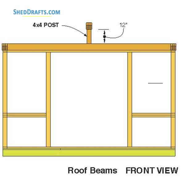 10x12 Gable Storage Shed Plans Blueprints 07 Roof Beams Front