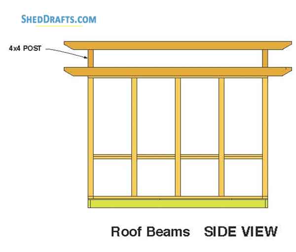 10x12 Gable Storage Shed Plans Blueprints 08 Roof Beams Side