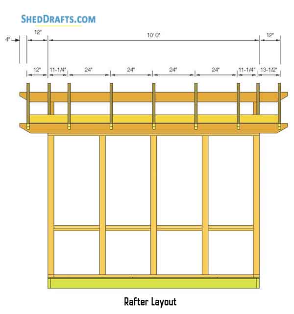 10x12 Gable Storage Shed Plans Blueprints 13 Rafter Layout