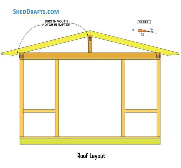 10x12 Gable Storage Shed Plans Blueprints 14 Roof Joist Truss Layout