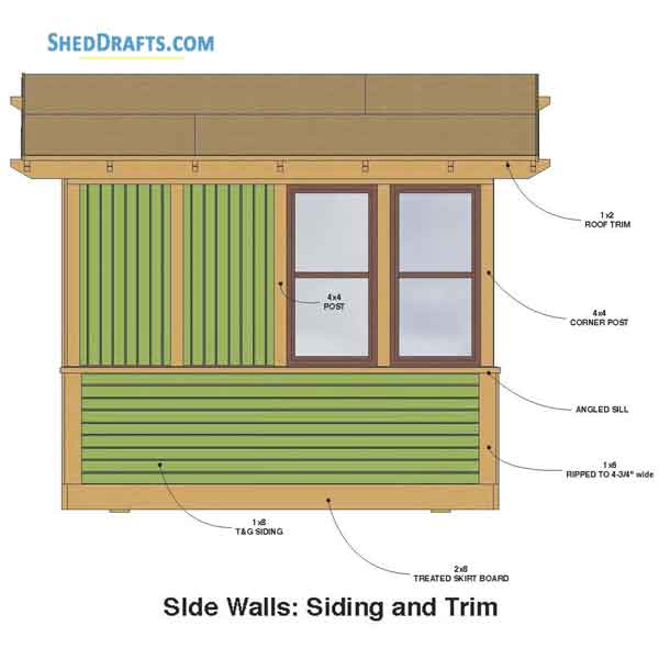 10x12 Gable Storage Shed Plans Blueprints 18 Side Wall Siding Trim