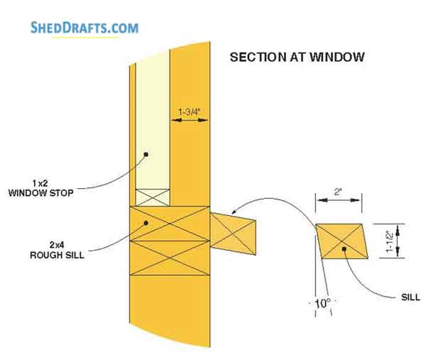 10x12 Gable Storage Shed Plans Blueprints 21 Window Frame Detail