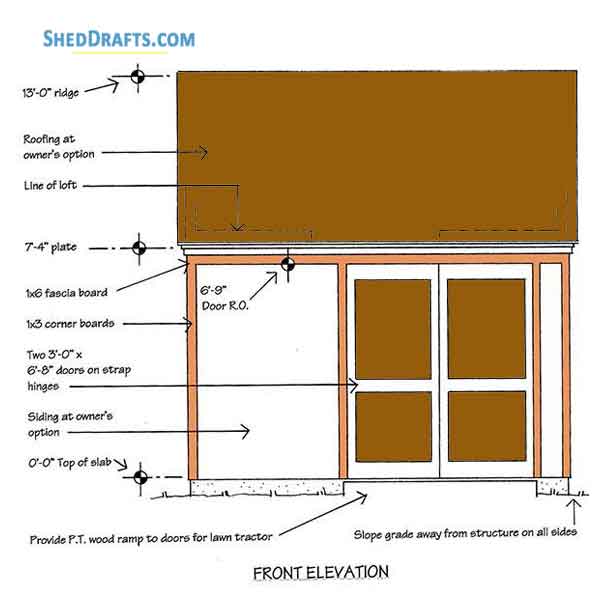 10x12 Gable Utility Shed Plans Blueprints 02 Front Elevation
