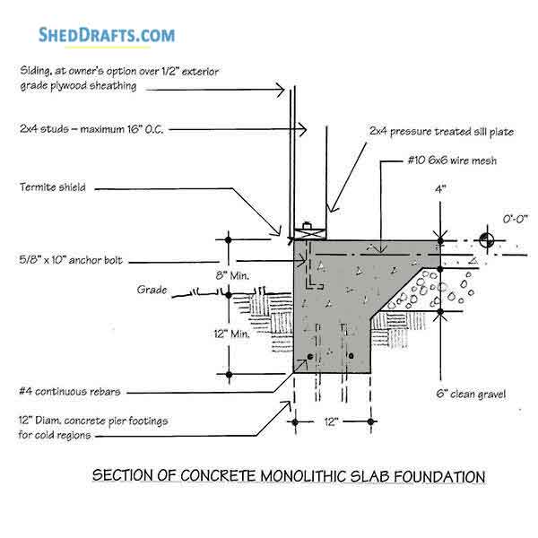 10x12 Gable Utility Shed Plans Blueprints 06 Foundation Details
