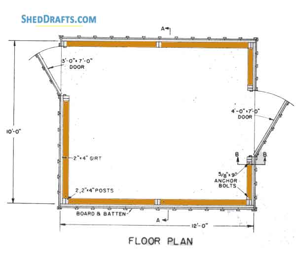 10x12 Gambrel Garden Shed Plans Blueprints 04 Floor Foundation