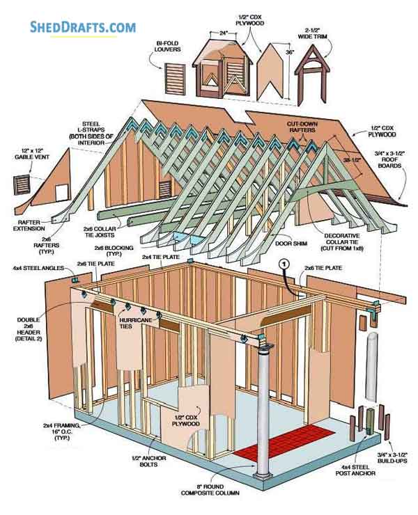 10x12 Garden Shed With Porch Building Plans Blueprints 01 Shed Framing Detail