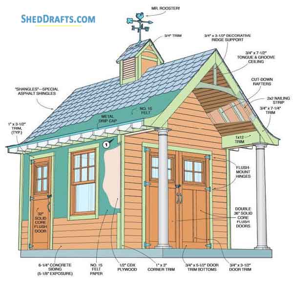 10×12 Garden Shed With Porch Building Plans Blueprints To Make Lovely Shed