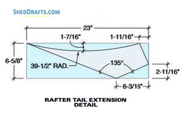 10x12 Garden Shed With Porch Building Plans Blueprints 06 Rafter Tail Extension Detail
