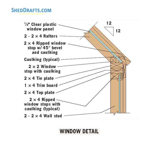 10x12 Greenhouse Saltbox Garden Shed Plans Blueprints 15 Window Detail