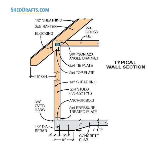 10x12 Hip Roof Storage Shed Dormer Plans Blueprints 03 Wall Framing