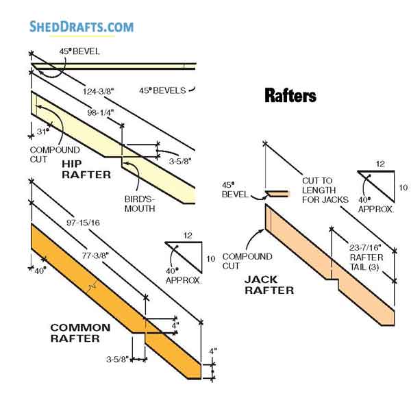 10x12 Hip Roof Storage Shed Dormer Plans Blueprints 06 Rafter Templates
