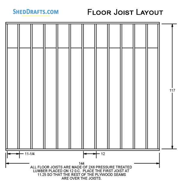 10x12 Saltbox Storage Shed Diy Plans Blueprints 07 Floor Joist Layout