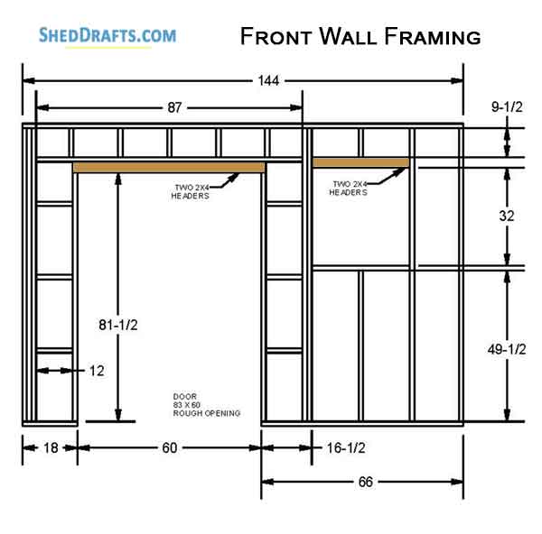 10x12 Saltbox Storage Shed Diy Plans Blueprints 08 Front Wall Framing