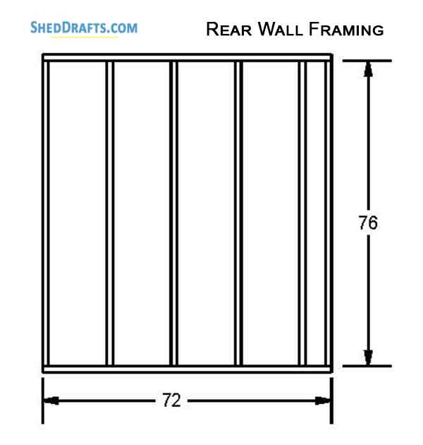 10x12 Saltbox Storage Shed Diy Plans Blueprints 10 Back Wall Framing