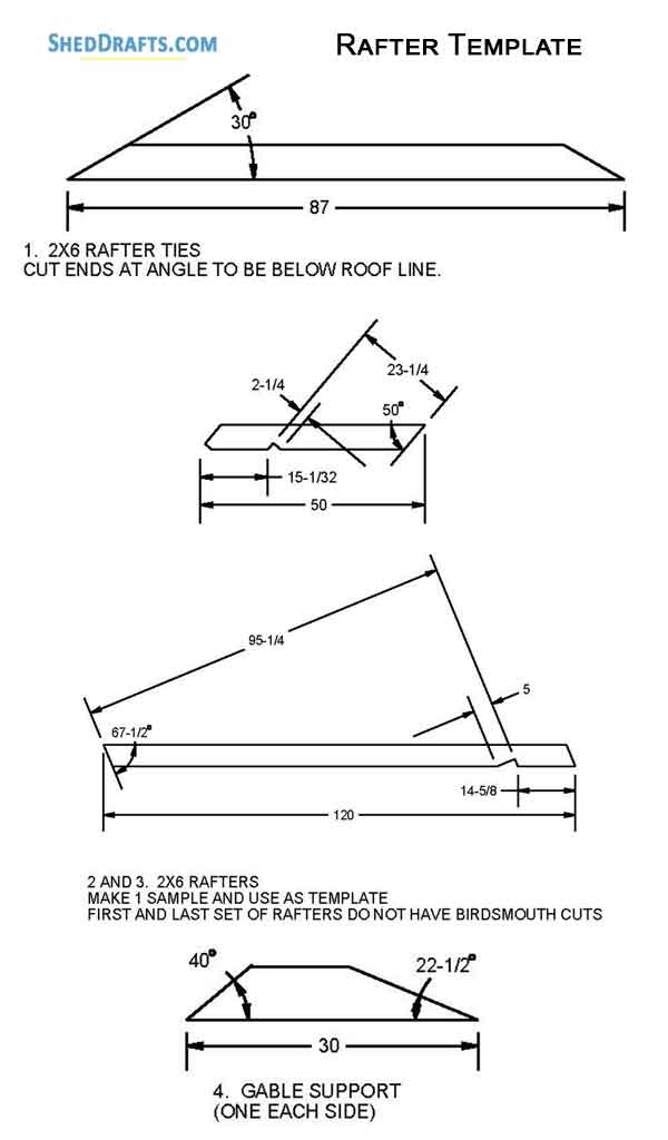 10x12 Saltbox Storage Shed Diy Plans Blueprints 13 Rafter Template