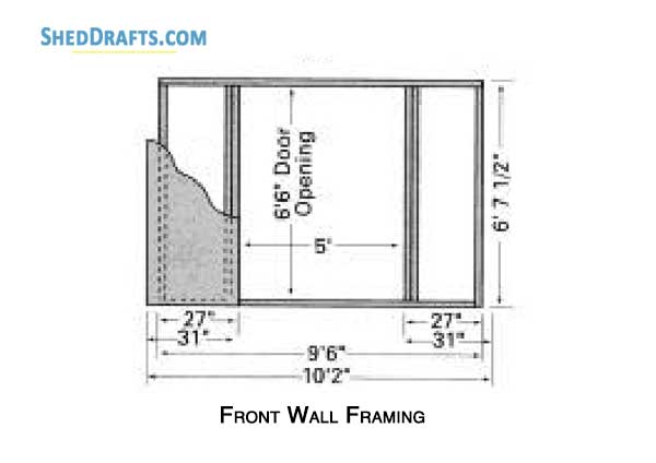 10x12 Shed Plans 04 Front Wall Framing