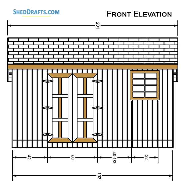 10x16 Saltbox Storage Shed Diy Plans Blueprints 02 Front Elevation