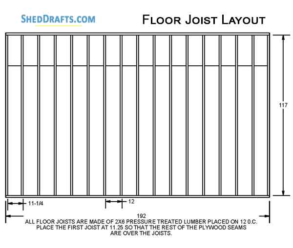 10x16 Saltbox Storage Shed Diy Plans Blueprints 07 Floor Joist Layout