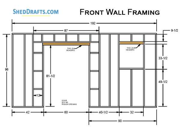 10x16 Saltbox Storage Shed Diy Plans Blueprints 08 Front Wall Framing