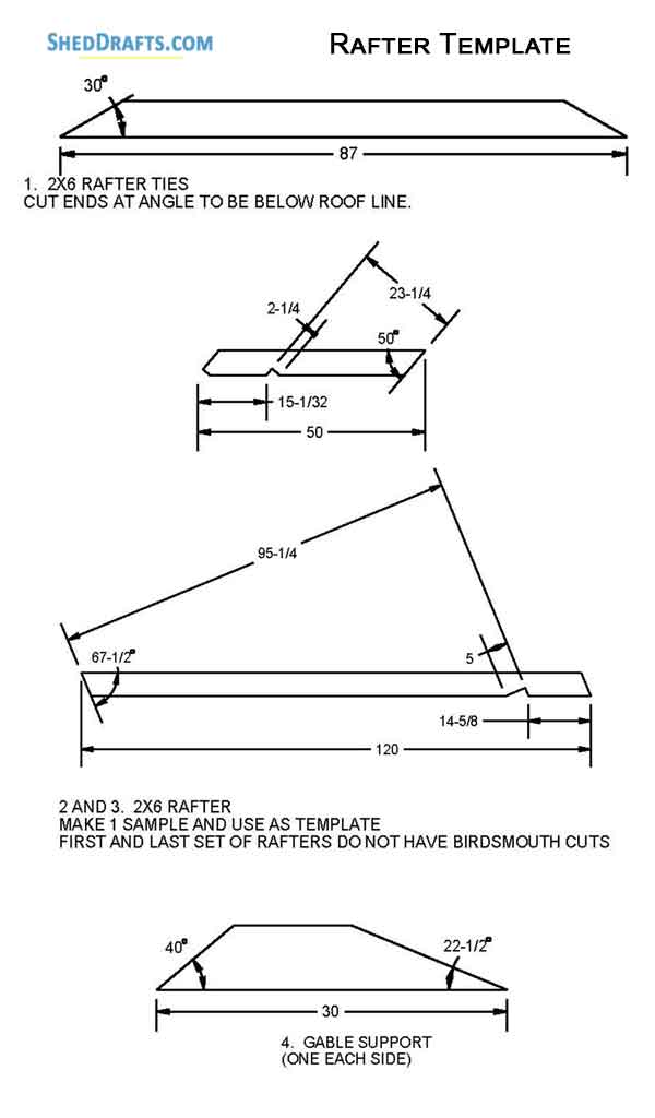 10x16 Saltbox Storage Shed Diy Plans Blueprints 13 Rafter Template