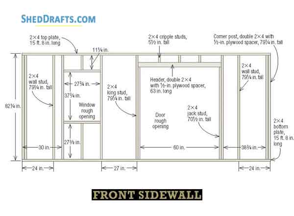 10x16 Storage Shed Building Plans Blueprints 04 Front Wall Framing