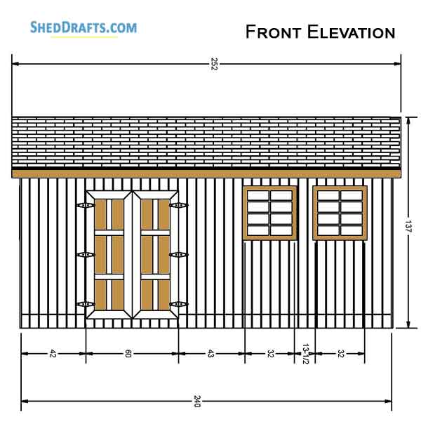 10x20 Gable Garden Storage Shed Plans Blueprints 02 Front Elevation