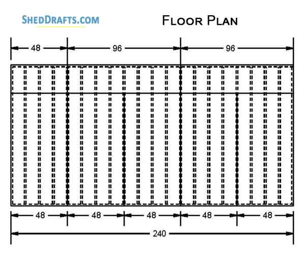 10x20 Gable Garden Storage Shed Plans Blueprints 06 Floor Framing Plan