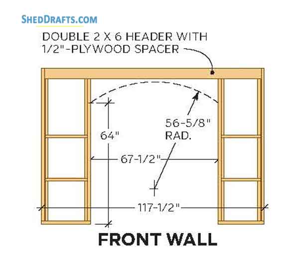 10x20 Large Storage Shed Building Plans Blueprints 03 Front Wall Framing
