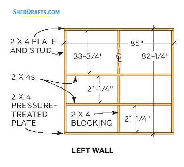 10x20 Large Storage Shed Building Plans Blueprints 05 Left Wall Framing