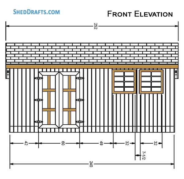 10x20 Saltbox Storage Shed Diy Plans Blueprints 02 Front Elevation