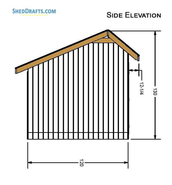 10x20 Saltbox Storage Shed Diy Plans Blueprints 03 Side Elevation