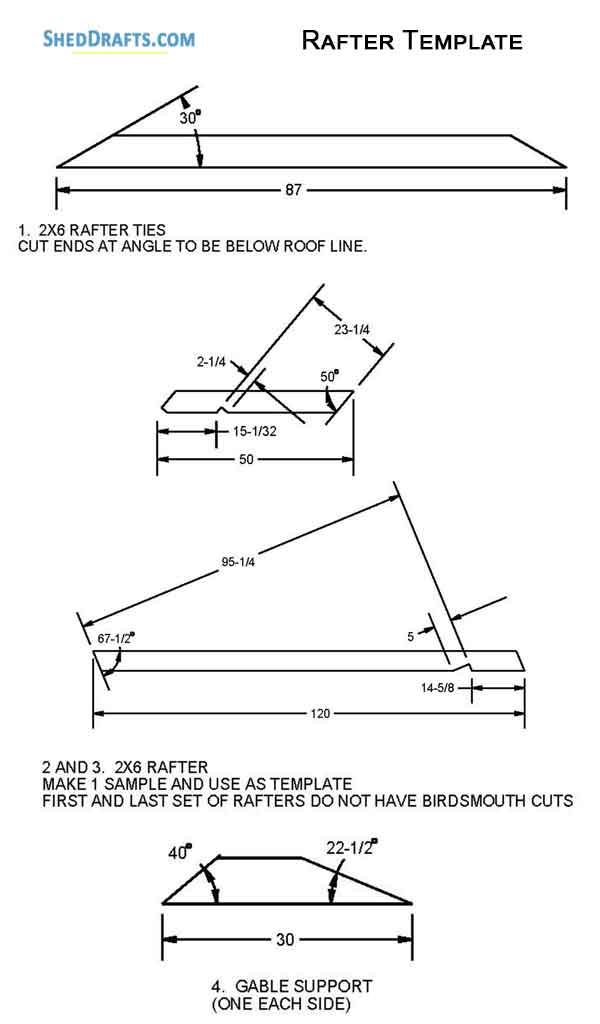 10x20 Saltbox Storage Shed Diy Plans Blueprints 13 Rafter Template