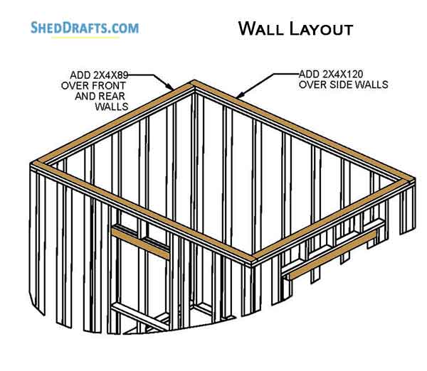 10x8 Gable Garden Storage Shed Plans Blueprints 11 Wall Framing Layout