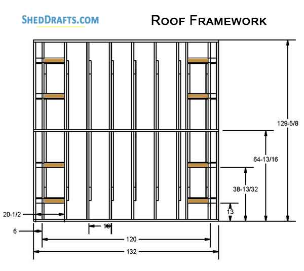 10x8 Gable Garden Storage Shed Plans Blueprints 12 Roof Framing Details
