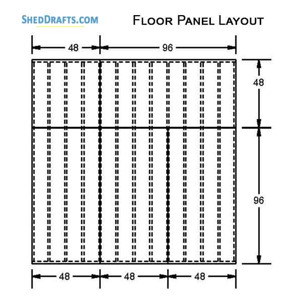 12x12 Gable Garden Storage Shed Plans Blueprints 06 Floor Framing Plan