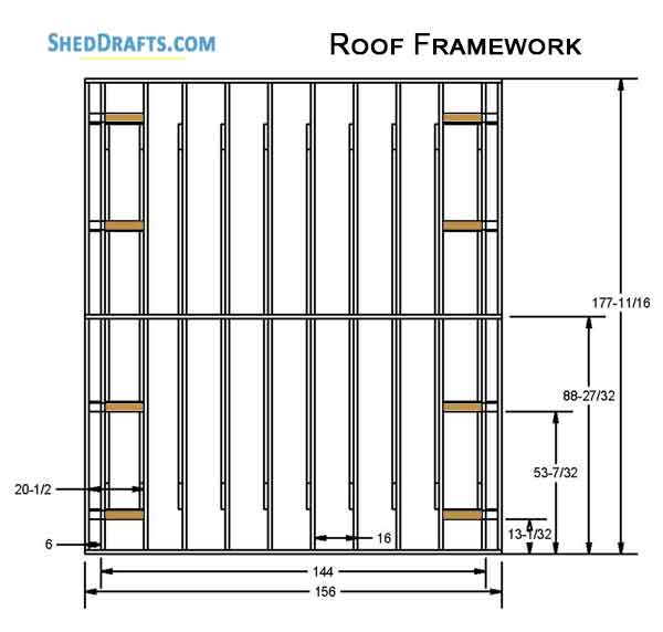 12x12 Gable Garden Storage Shed Plans Blueprints 12 Roof Framing Details