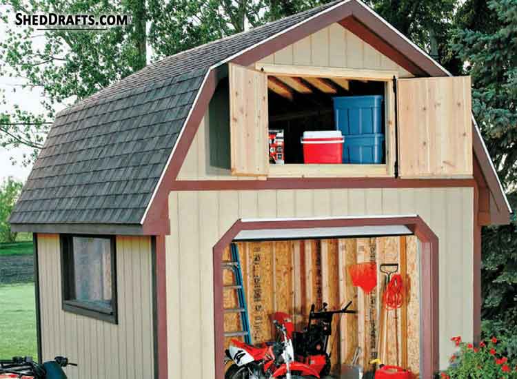 12×12 Gambrel Barn Storage Shed Plans With Loft