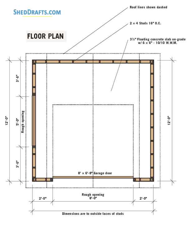 12x12 Gambrel Barn Shed Plans Blueprints 02 Floor Framing Plan