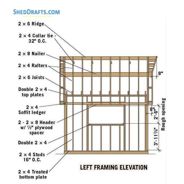 12x12 Gambrel Barn Shed Plans Blueprints 04 Left Wall Framing