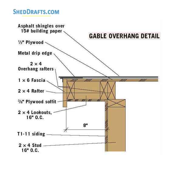 12x12 Gambrel Barn Shed Plans Blueprints 13 Gable Overhang Detail