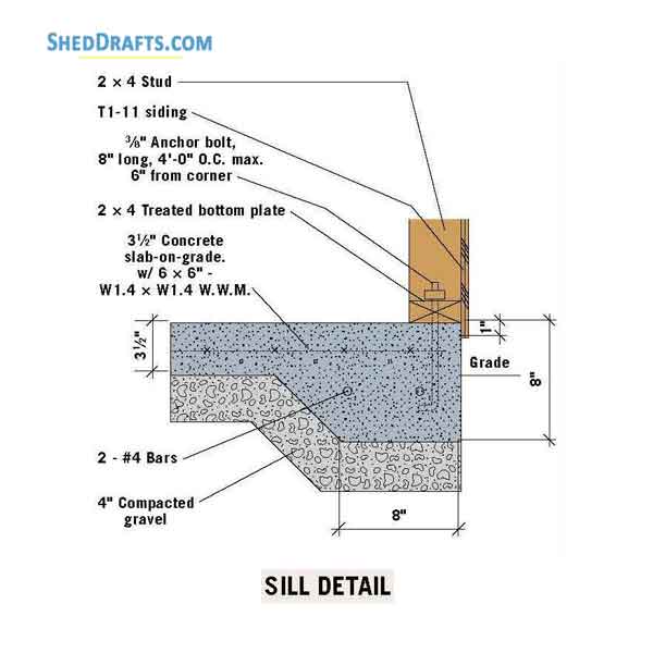 12x12 Gambrel Barn Shed Plans Blueprints 16 Sill Detail