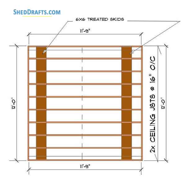 12x12 Hip Roof Storage Shed Plans Blueprints 11 Ceiling Joists
