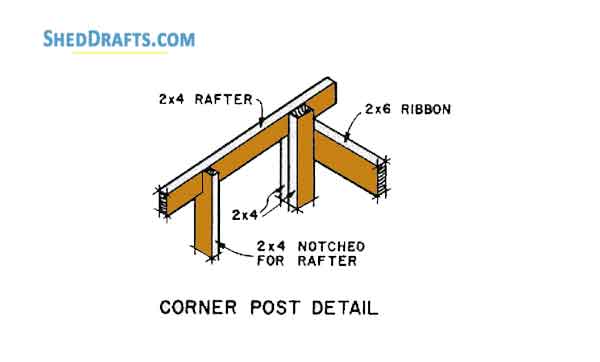 12x12 Lean To Shed Building Plans Blueprints 05 Corner Post Detail